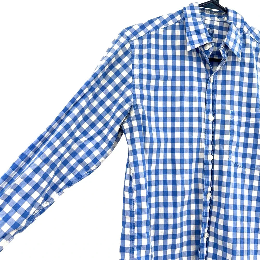 J. Crew size XS lightweight shirt blue white check plaid‎ long sleeve button up